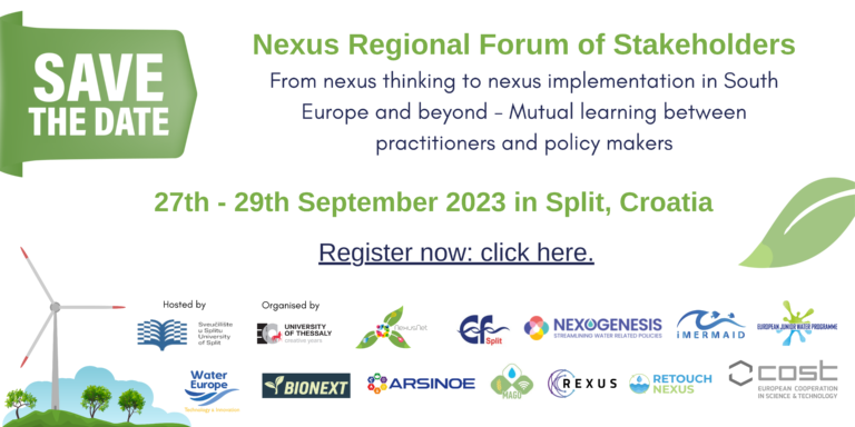Join us at the “Nexus Regional Forum of Stakeholders” in Split, Croatia, from Sep 27-29, 2023